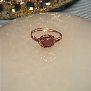 Artisan copper Rose Quartz Ring